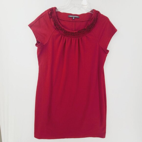 Jones Wear Women's Short Sleeve Mini Shift Dress Red Size 16 - Picture 1 of 8
